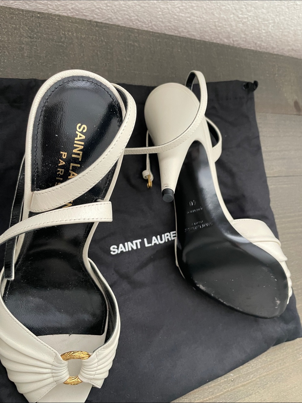 Authentic Saint Laurent Alma ring heel open toe cream size 40 worn once! - Picture 5 of 10